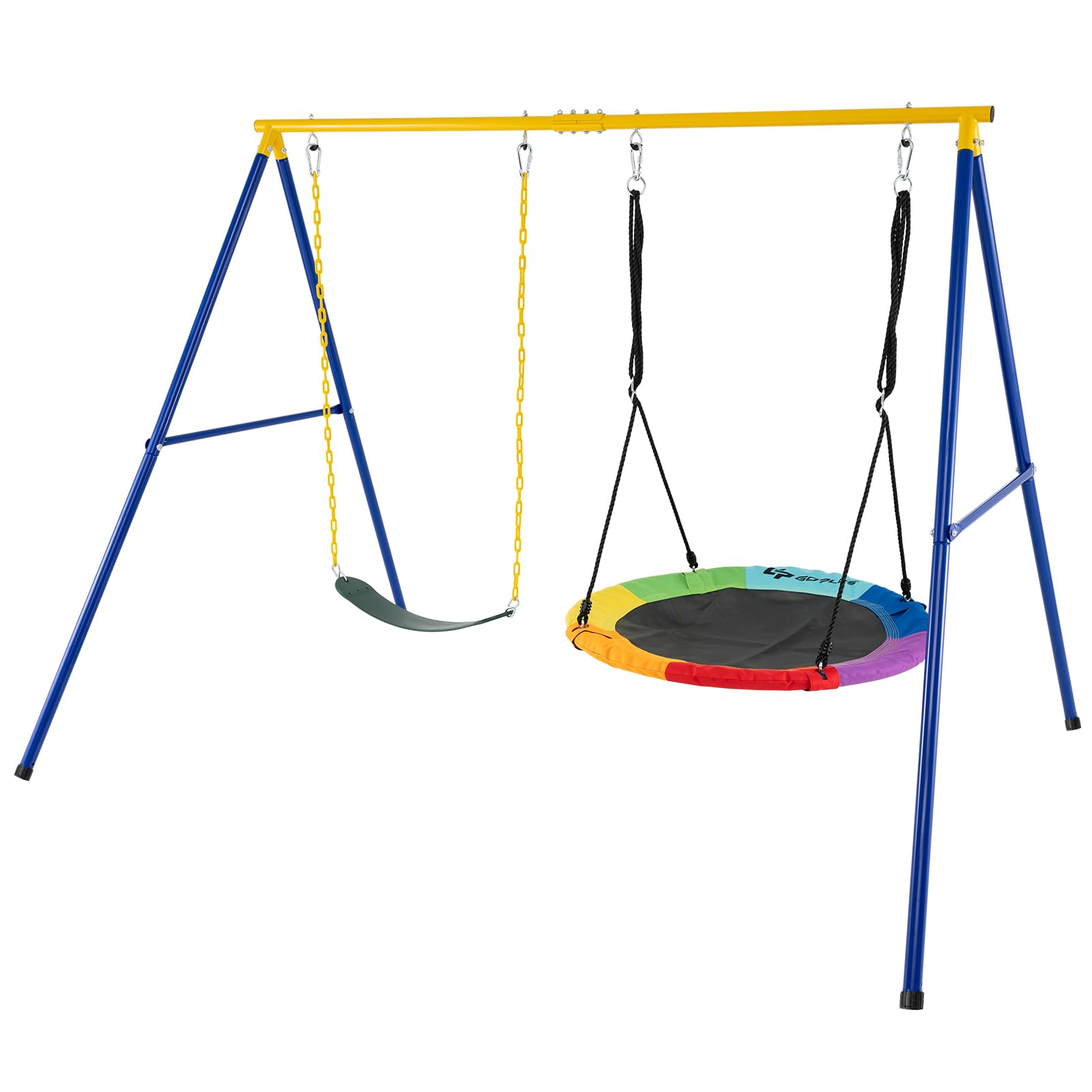FANTASK Altalena doppia per esterni, con altalena per bambini e altalena, portata fino a 300 kg, con struttura in metallo