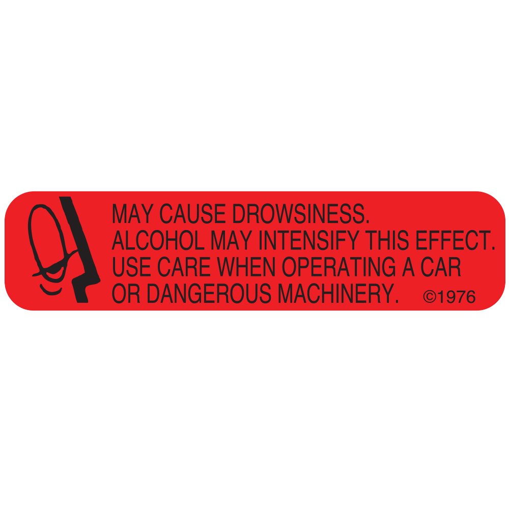 Pharmex 1-X "May Cause" Permanent Paper Label, 1 9/16" x 3/8", Red, Pack of 1000