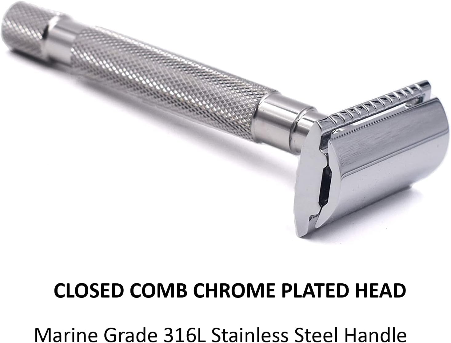 Parker 64S Stainless Steel Handle Double Edge Safety Razor & 5 Premium Blades