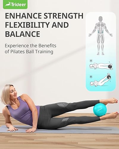 Miniatura 8 de Trideer Pelota de pilates  Bola de núcleo de 9 pulgadas para terapia física, yoga, estabilidad y entrenamiento, oficina y gimnasio en casa