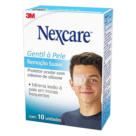 3M, Protetor Ocular Nexcare Remoção Suave, Para Peles Sensíveis, Tratamento de Ambliopia, 10 Unidades - 57 mm x 80 mm