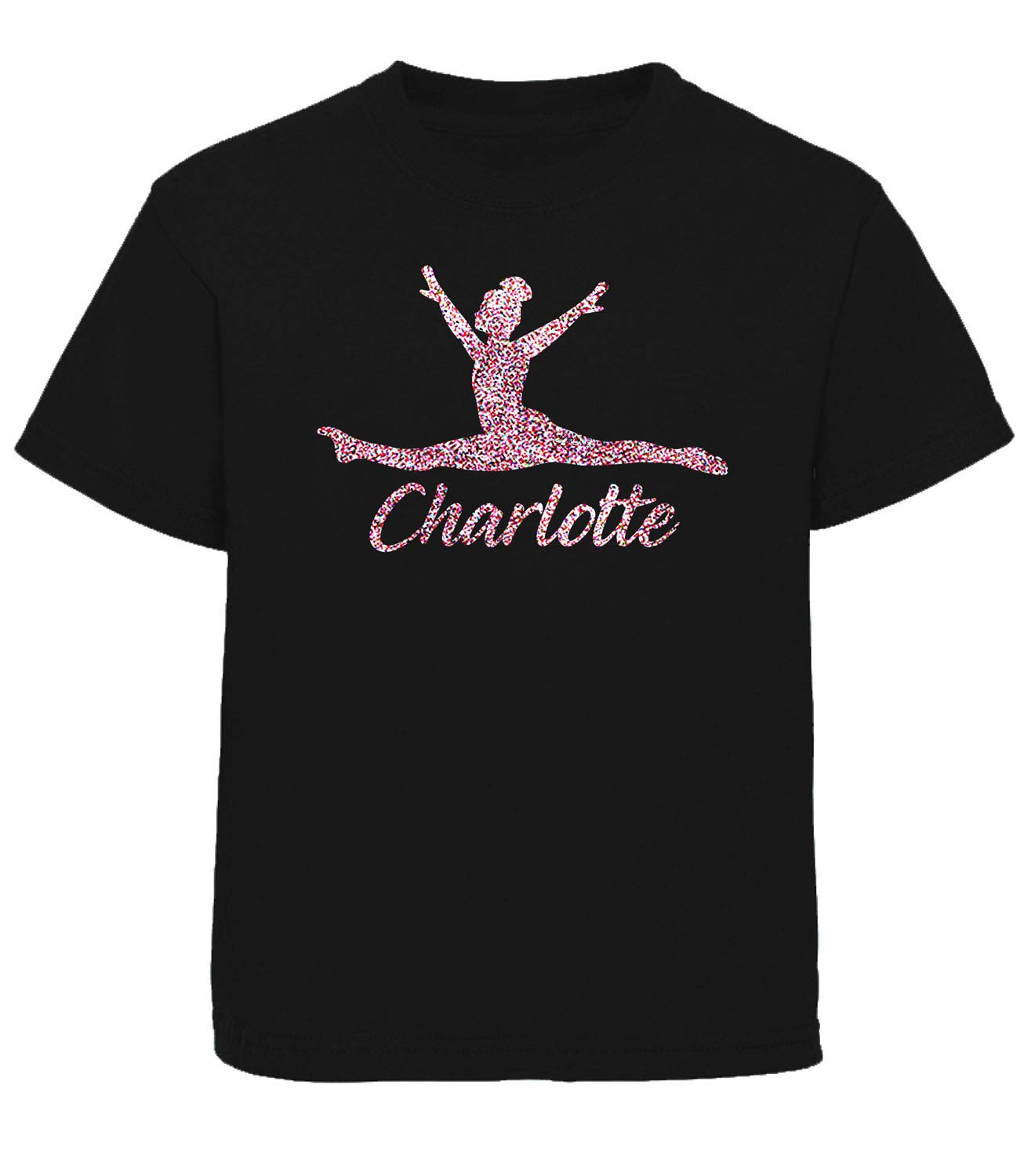 beyondsomePersonalised Glitter Gymnast Girls T-Shirt Dance Tshirt