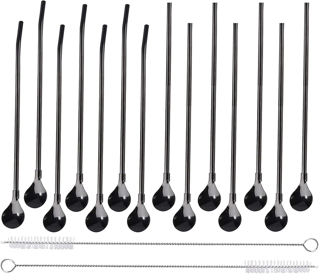 Pailles en acier inoxydable réutilisables BetterJonny 2 en 1 pour latte macchiato et cocktail