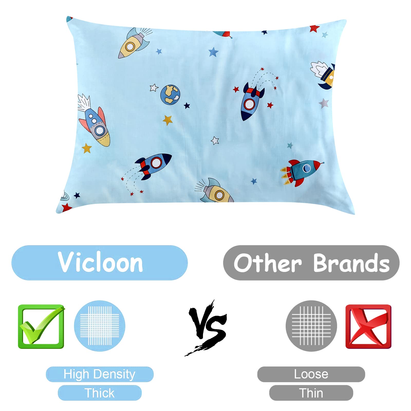 Vegena 2 Piezas Funda de Almohada de 40 x 60 cm, Fundas de Almohada para Niños, Funda de Almohada para Bebé de Algodón Suave y Transpirable, con Cierre de Sobre para Niños y Niñas