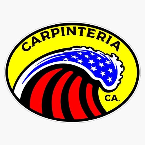 Carpinteria - Calcomanía de vinilo impermeable para surfear, surf, olas patrióticas, rincon, 5 pulgadas