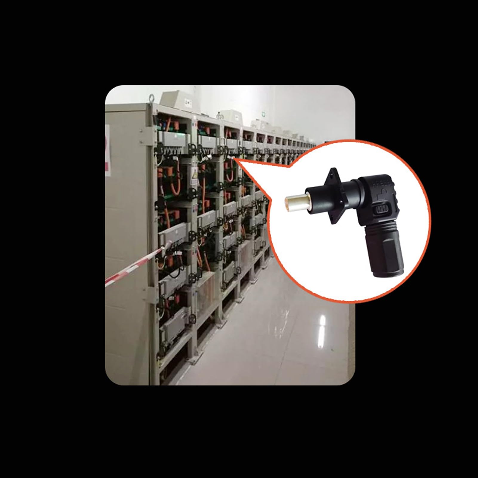 1 juego de conectores de almacenamiento de energía de batería, 200 A, 50 mm², conectores de alta corriente, terminal de enchufe rápido, enchufe de ángulo recto naranja y enchufe IP67, adaptador de
