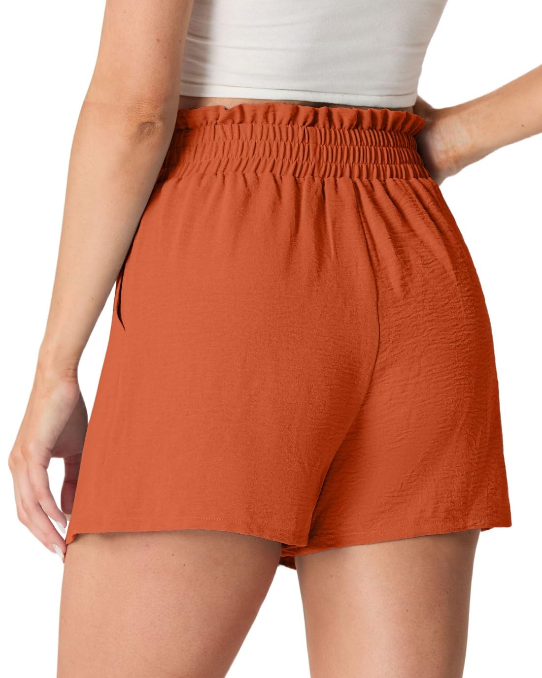 PrinStory Pantaloncini leggeri da donna cintura a gamba larga pantaloni corti con tasche a vita alta
