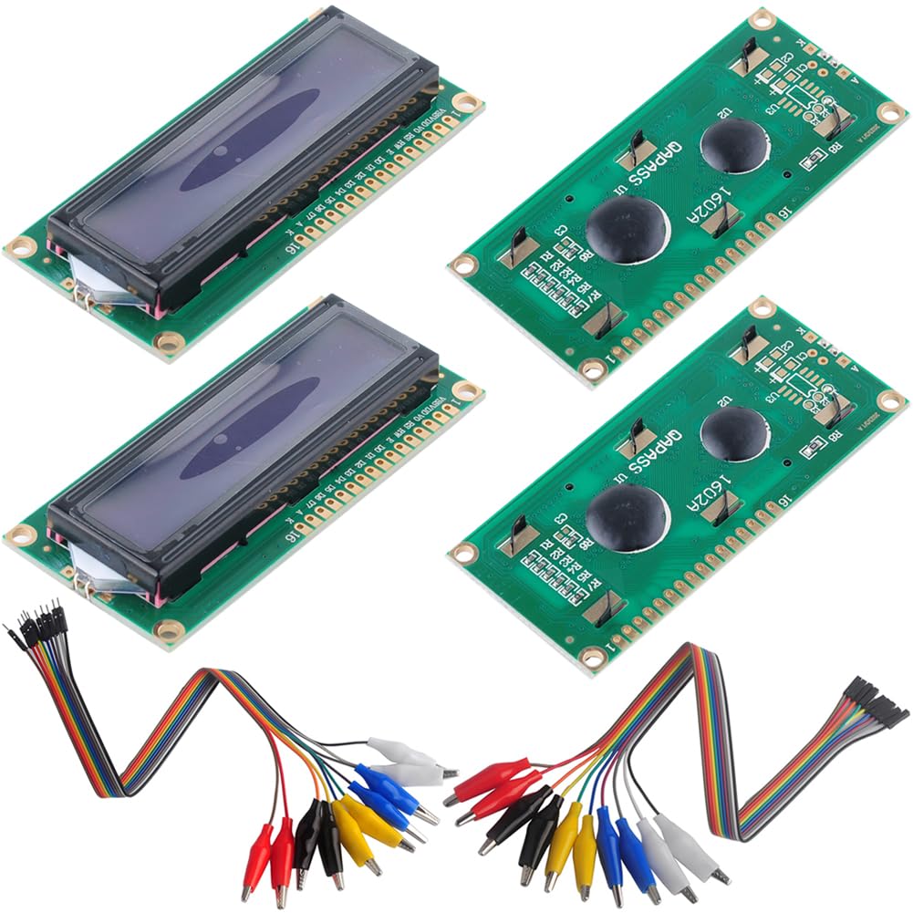 4pcs 1602 LCD Display + 1 Set Alligator Clip Wire