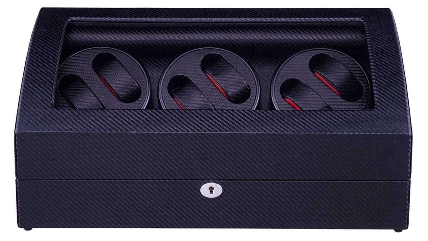 YNIYUJKL Watch Winders,Automatic Watch Winder Box 6 Watches Wooden Silent Battery Watches Cases Watches Boxes Winders Display Storage Accessories