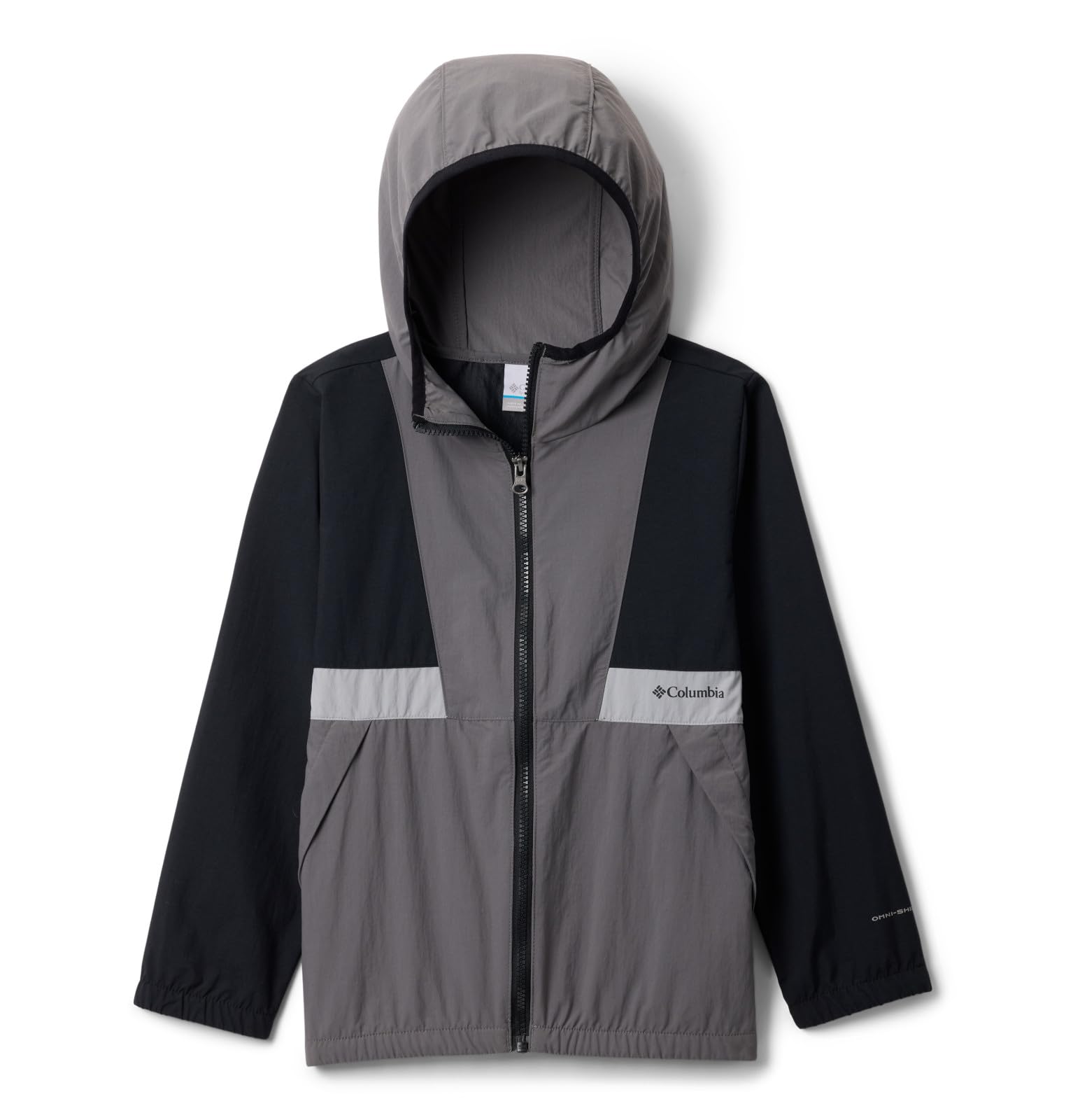 Columbia Youth Boys Spire Valley Windbreaker, Lightweight Windbreaker Jacket, Black/City Grey/Columbia Grey, M