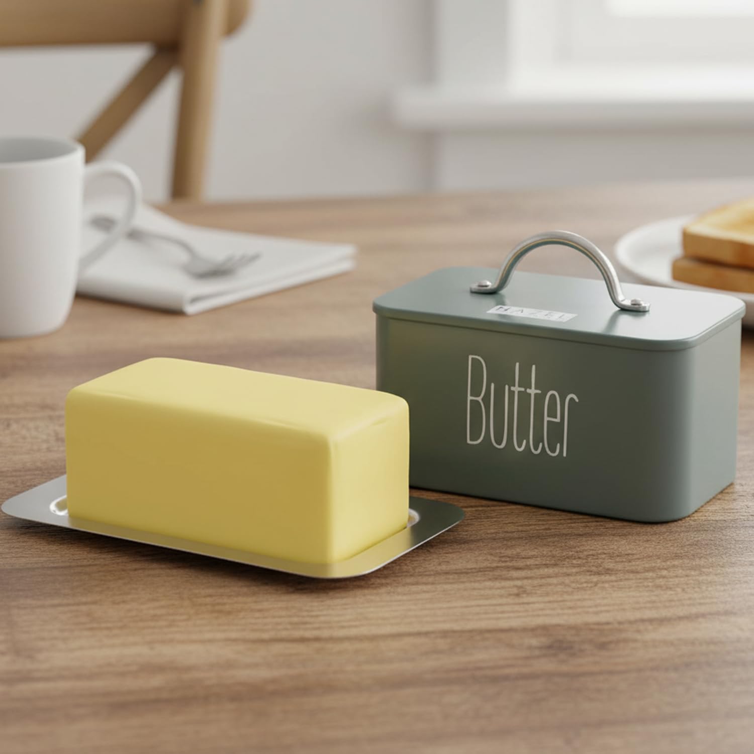 HAZEL Butter Box Container with Handle Lid | 500 gram Butter Dish with Cover | Butter Storage Box for Storing Butter, Food Grade Material