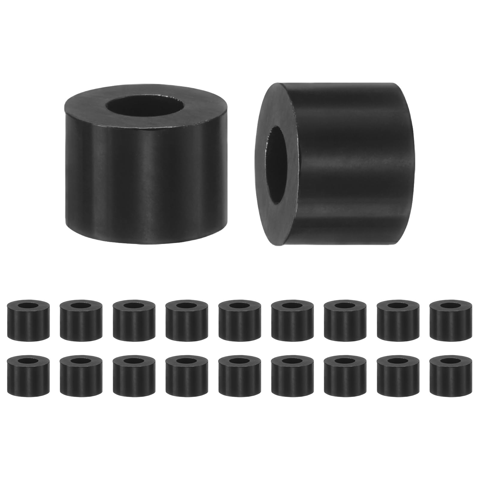 M METERXITY 200 Pack Nylon Washers, 3.2mm ID 7mm OD 5mm Length Round Plastic Spacer Washer Standoff Non-Threaded for M3 Screws/Bolts/Electrical Outlet/Switch Receptacle[Black]