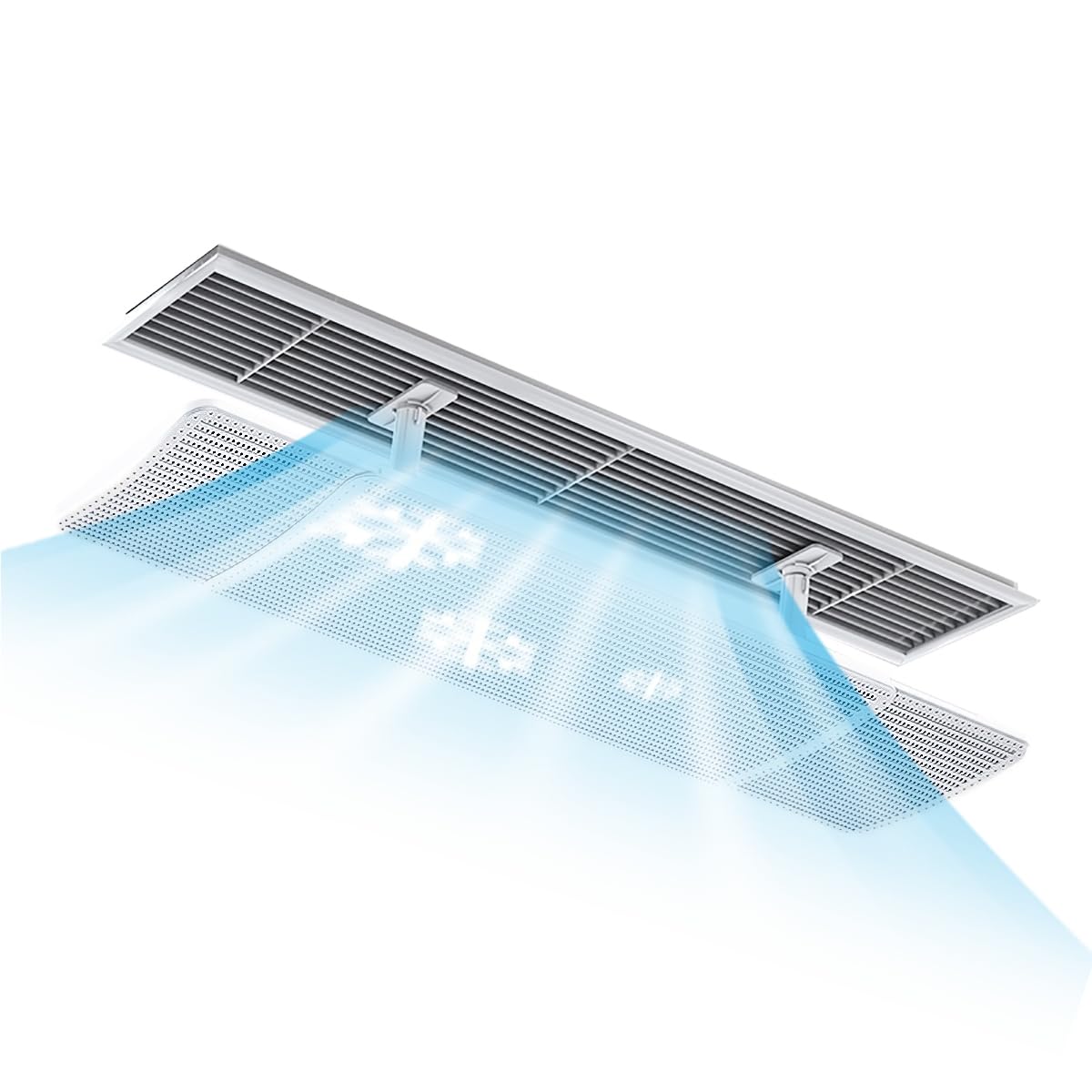 QIANDAHOM-AC Air Vent Deflector for Central Air Conditioner's Register and Grille, Adjustable Angle and Length Ceiling Vent Deflector, Fits 22 to 38 in, Suitable for Side and Top