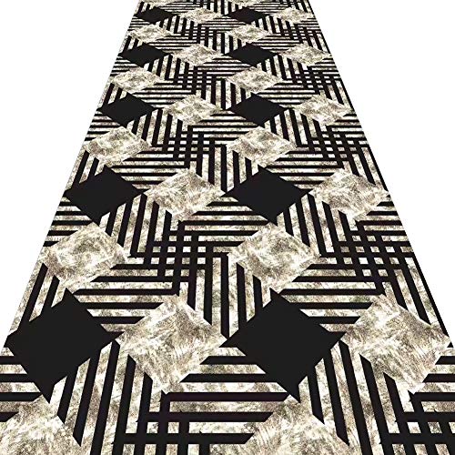 Tapis de passage d'allée noir de conception moderne extra long de qualité - 2