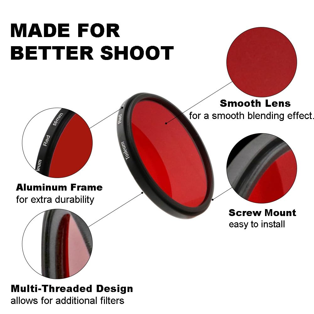 Toileum Lot De 6 Filtres Ronds Colorés De 55 Mm Pour Objectif