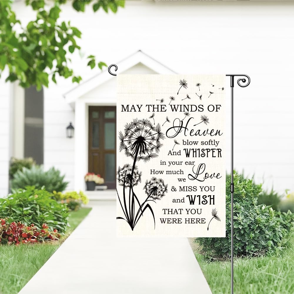 May The Winds Of Heaven Blow Softly Garden Flag, Funny Dandelion Cemetery Yard Sign for Outside, Cardinal Memorial Gifts, Condolences Sympathy Remembrance Flag - Image 4