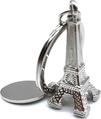 Silver Eiffel Tower key chain favor from Paris, French souvenirs key rings