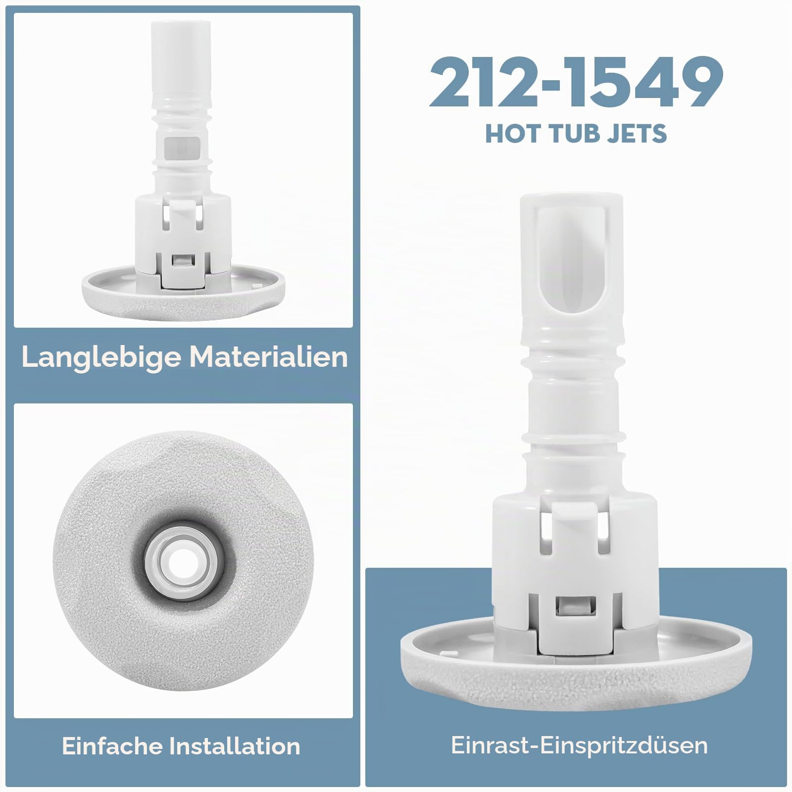 Showingo 5,1 cm Spa-Whirlpool-Düsen, kompatibel mit Cluster Storm interner Richtstrahl, 212-1549/218-51405, Ersatz für Badewannendüsen und Whirlpool (5 Stück)