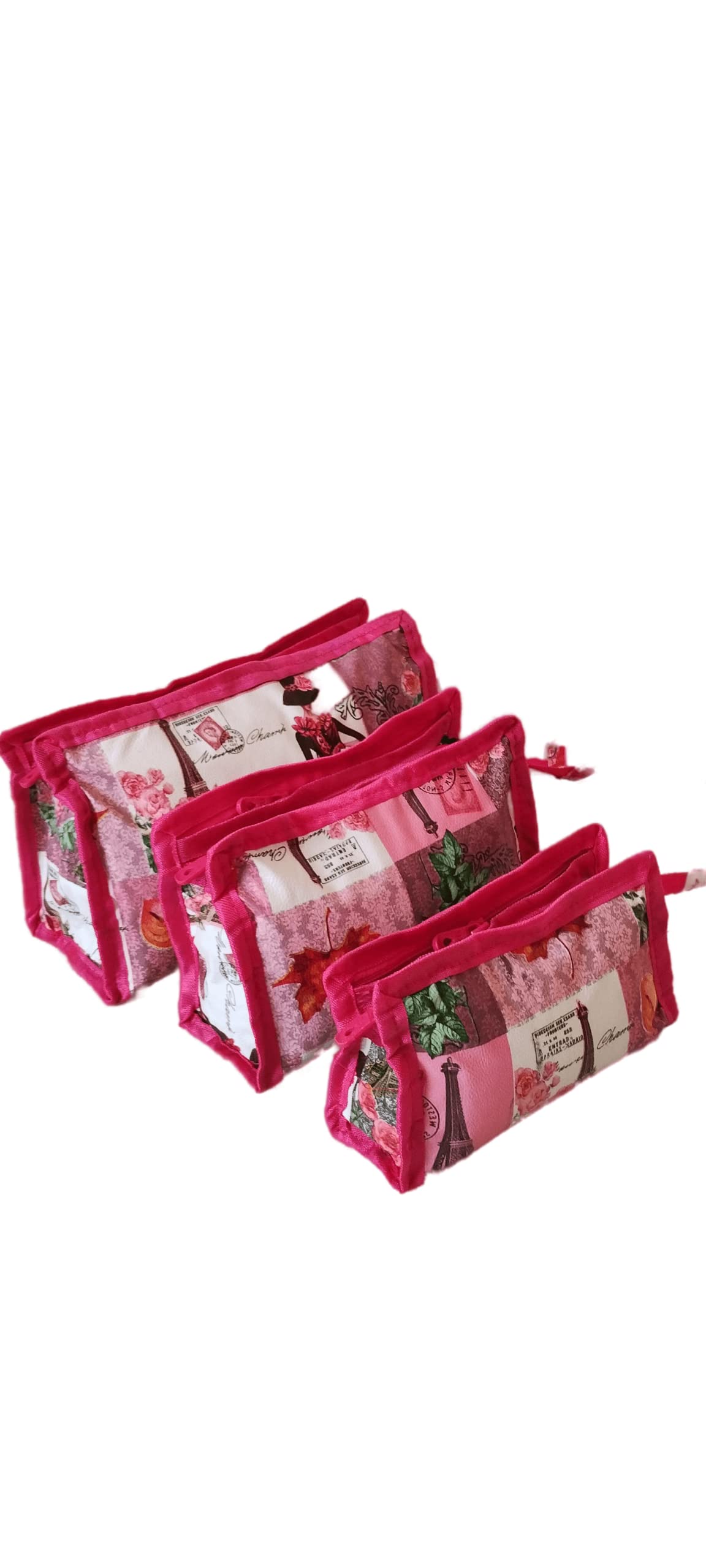 MISHKTravel Toiletry Kits Cosmetic Pouch Makeup Jewelry Organizer Hygiene Pouch Bag for Women (Pink – Set of 3) (L)