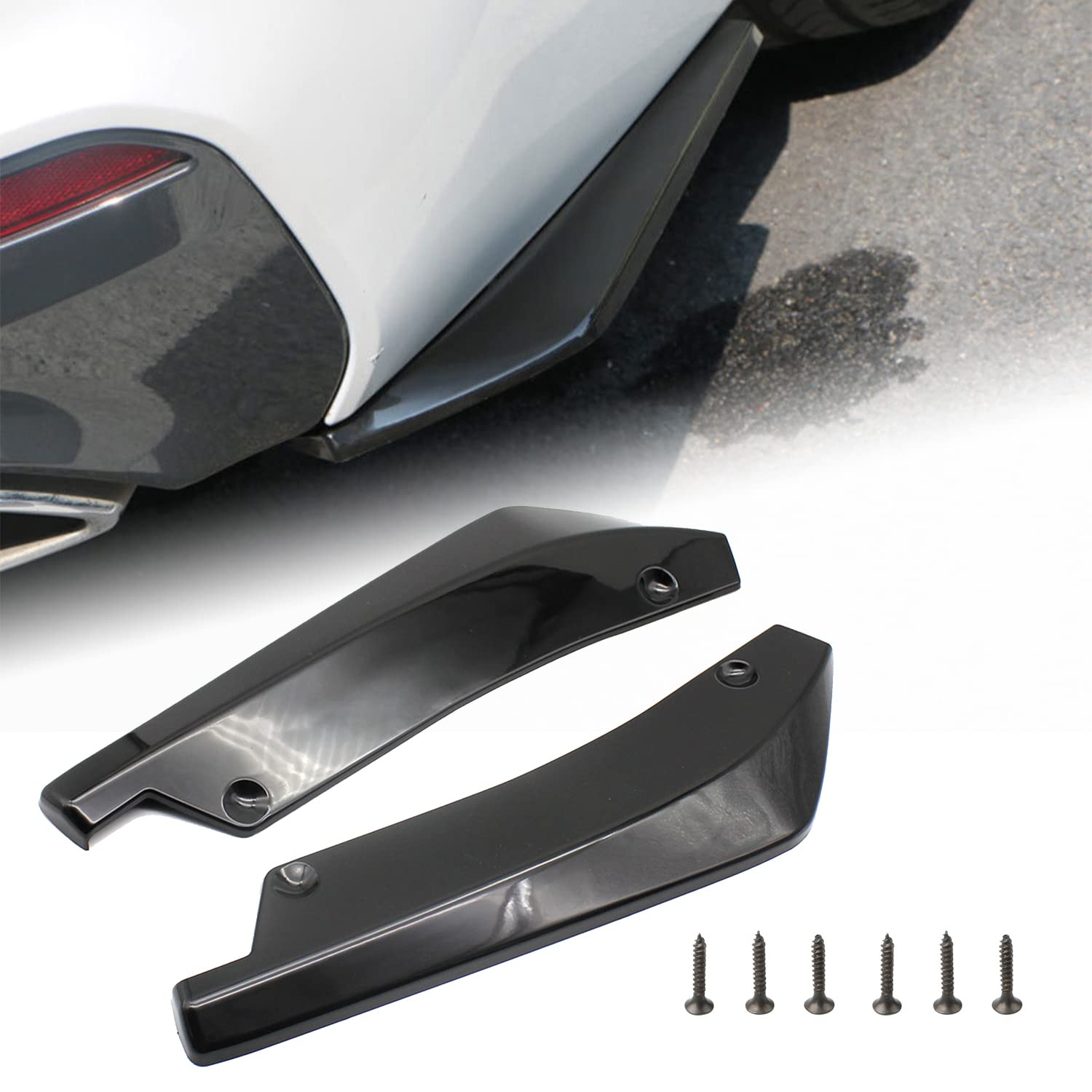 2 PCS Car Bumper Spoiler, Rear Bumper Duck Wing Diffuser, 15.5In Side Fenders Lip Trim Anti-Collision Protection Separator, Compatible with Most Cars (Black)