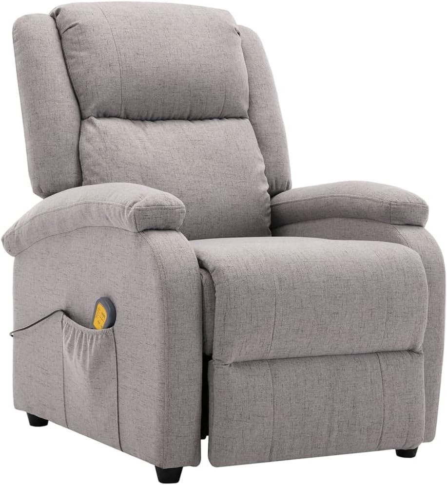 vidaXL Electric Massage Chair Light Grey Fabric (100% Polyester), Metal