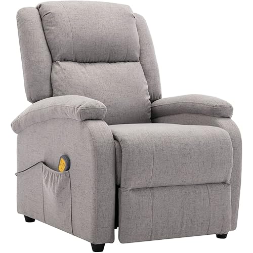 vidaXL Electric Massage Chair Light Grey Fabric (100% Polyester), Metal