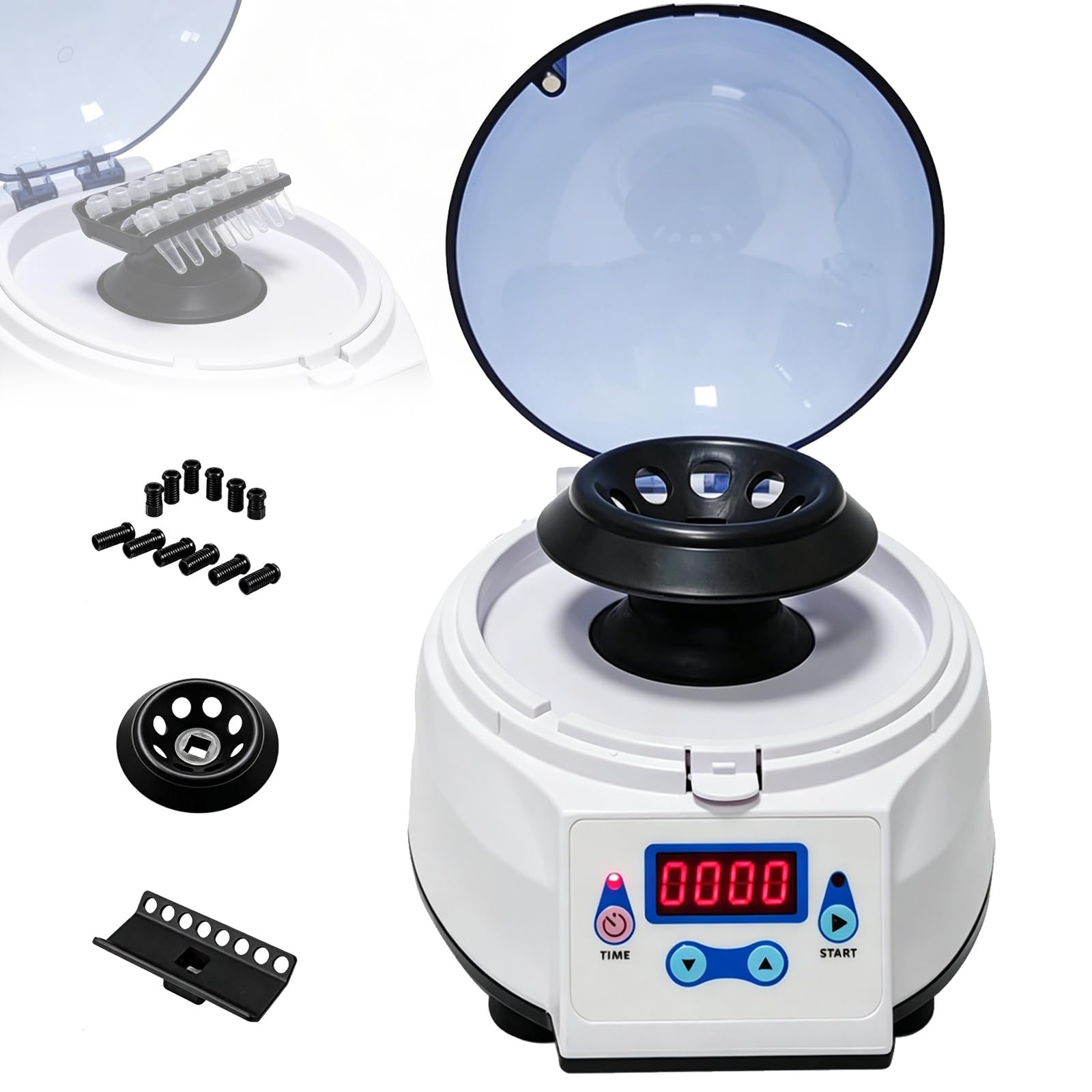 Mini máquina centrífuga Control de sincronización de precisión Estructura de funcionamiento silencioso con ángulo e interruptor libre de rotor PCR for diversas aplicaciones de laboratorio(8000rpm)