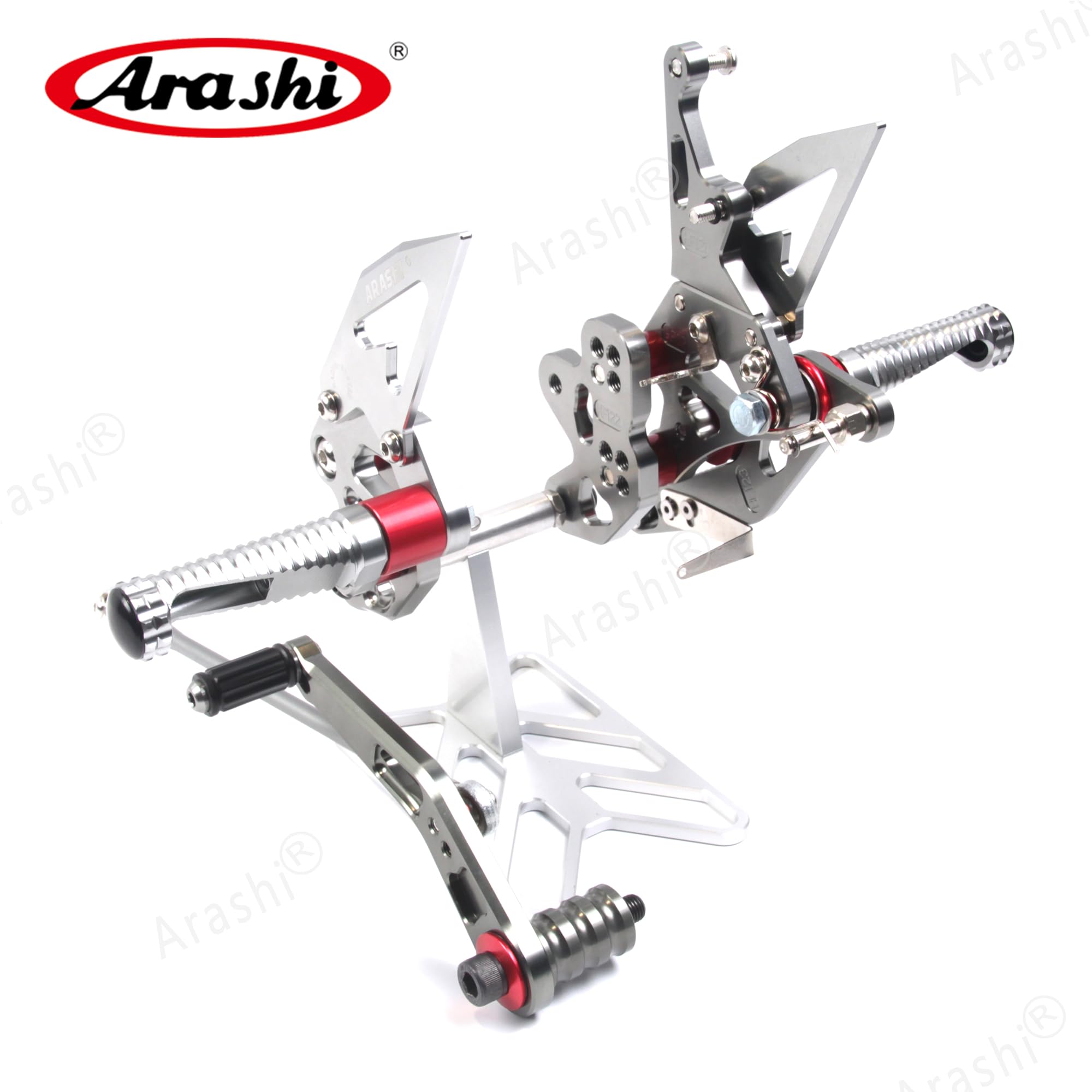 Arashi (Versión 2.0) Ajustables Reposapiés Estriberas Retrasadas para Suzuki GSXR 600 750 2006-2010, Gris Accesorios motocicletas Clavijas de pie Pedales