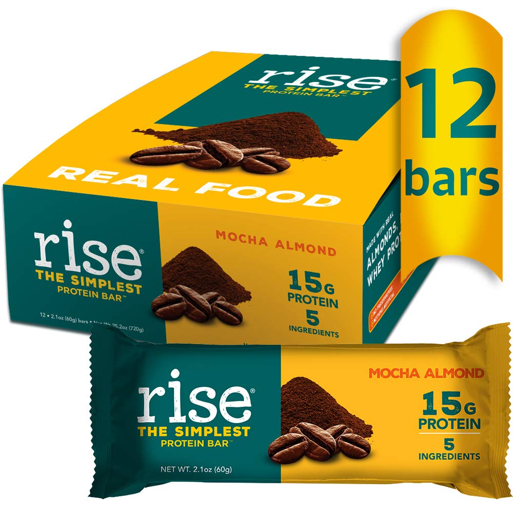 Buy Rise Whey Protein Bar, Mocha Almond 15g of Protein, Five