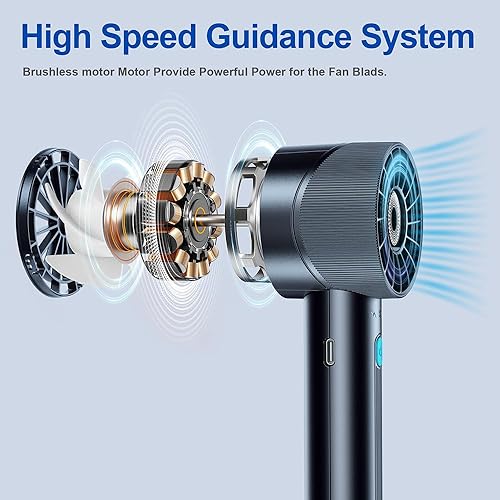 Miniatura 3 de Ventilador de mano portátil, recargable, mini ventilador personal, 4 velocidades, batería USB, pequeño ventilador de alta velocidad, para