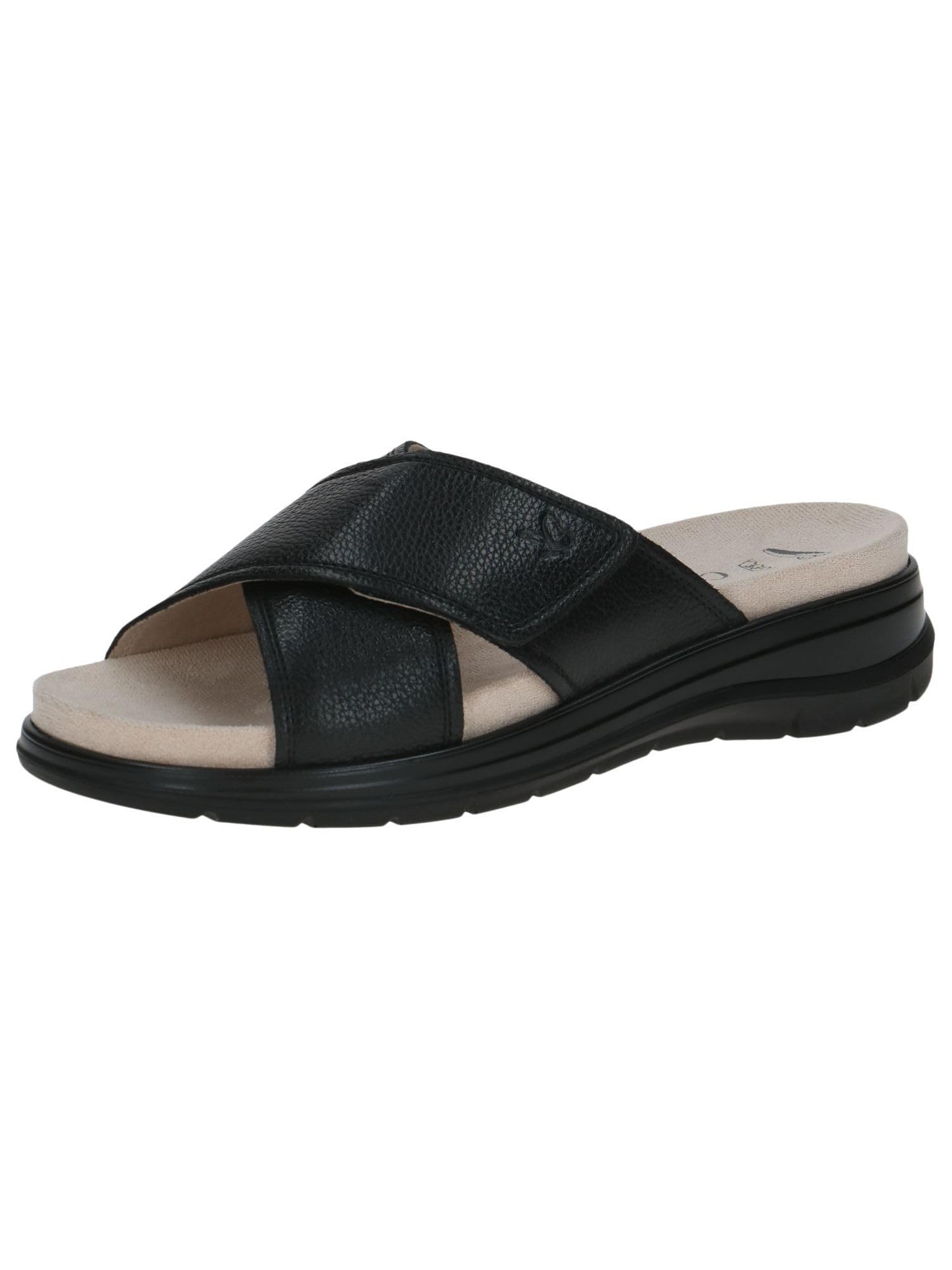 Caprice Damen Pantoletten aus Leder mit Klettverschluss