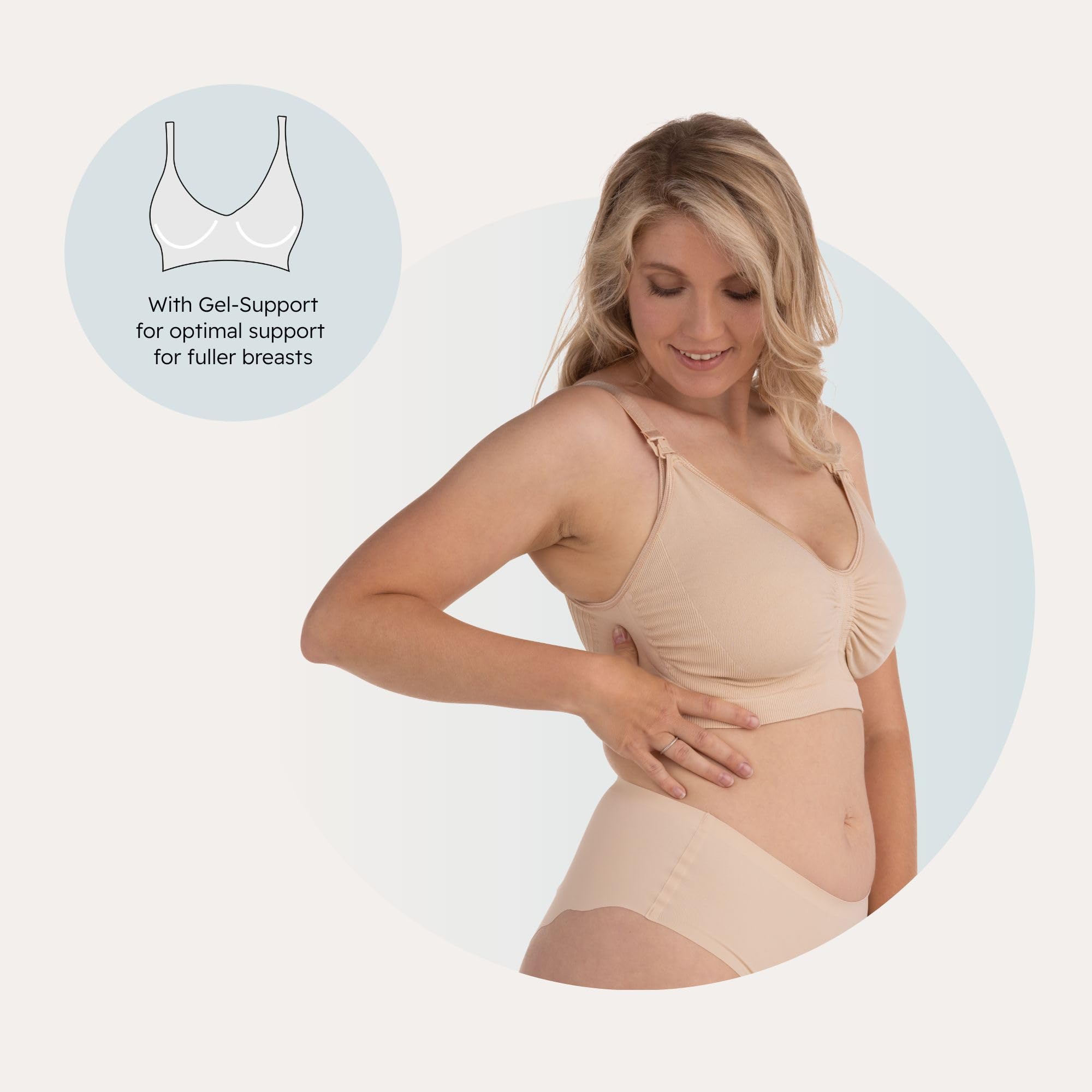 Carriwell Sujetador de Lactancia con Soporte en Gel sin Relleno | Sujetador de Maternidad y Embarazo, Suave, Trranspirable y sin Costuras | Aros de Gel Patentados | Confort, Sujeción y Estilo | S-XL
