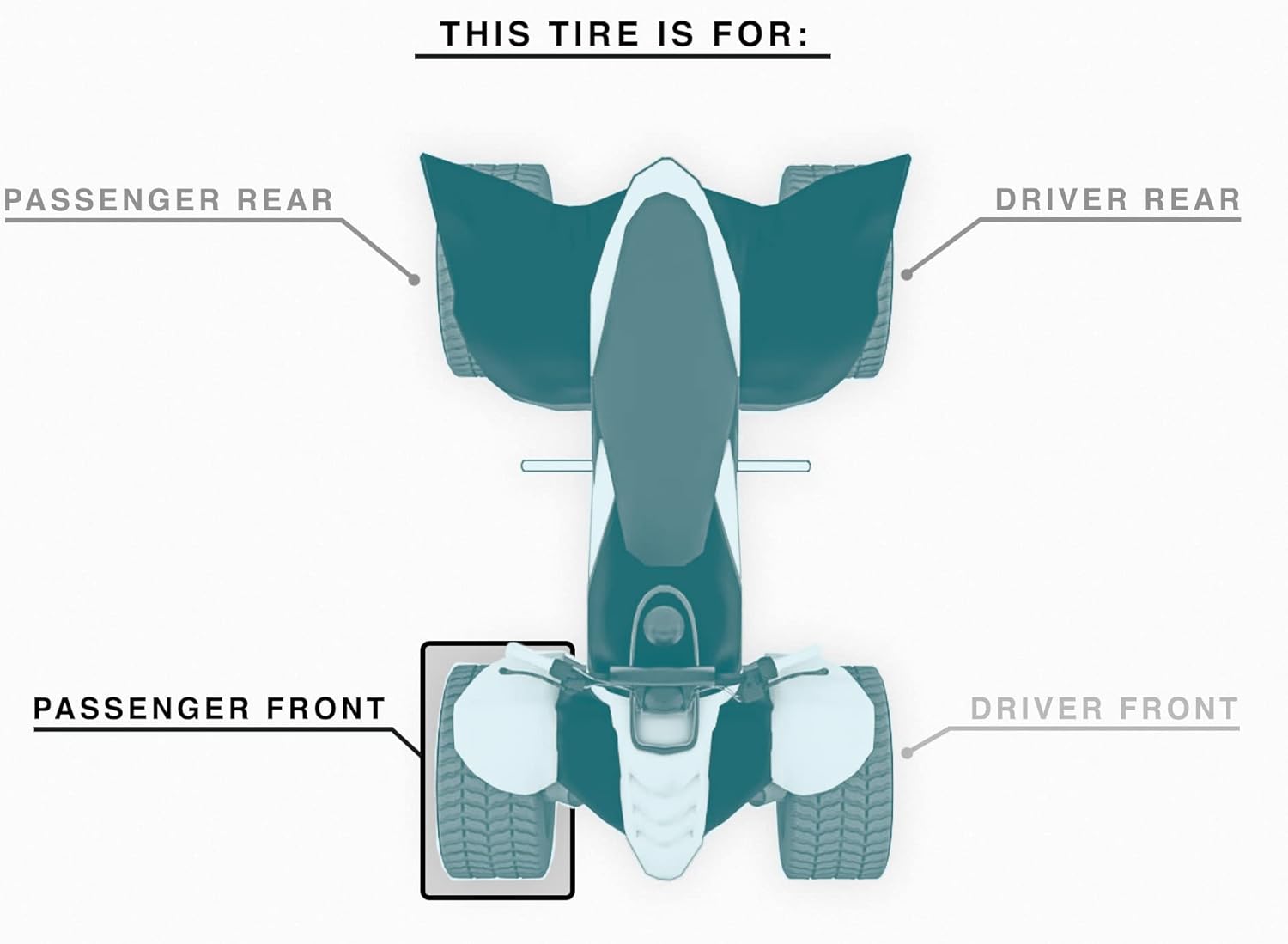 MASSFX 25x8-12 ATV Front Tires 6 Ply & A238 Machined Black Wheel Kit 12x7 4/156 25x8x12 (Passenger Side)