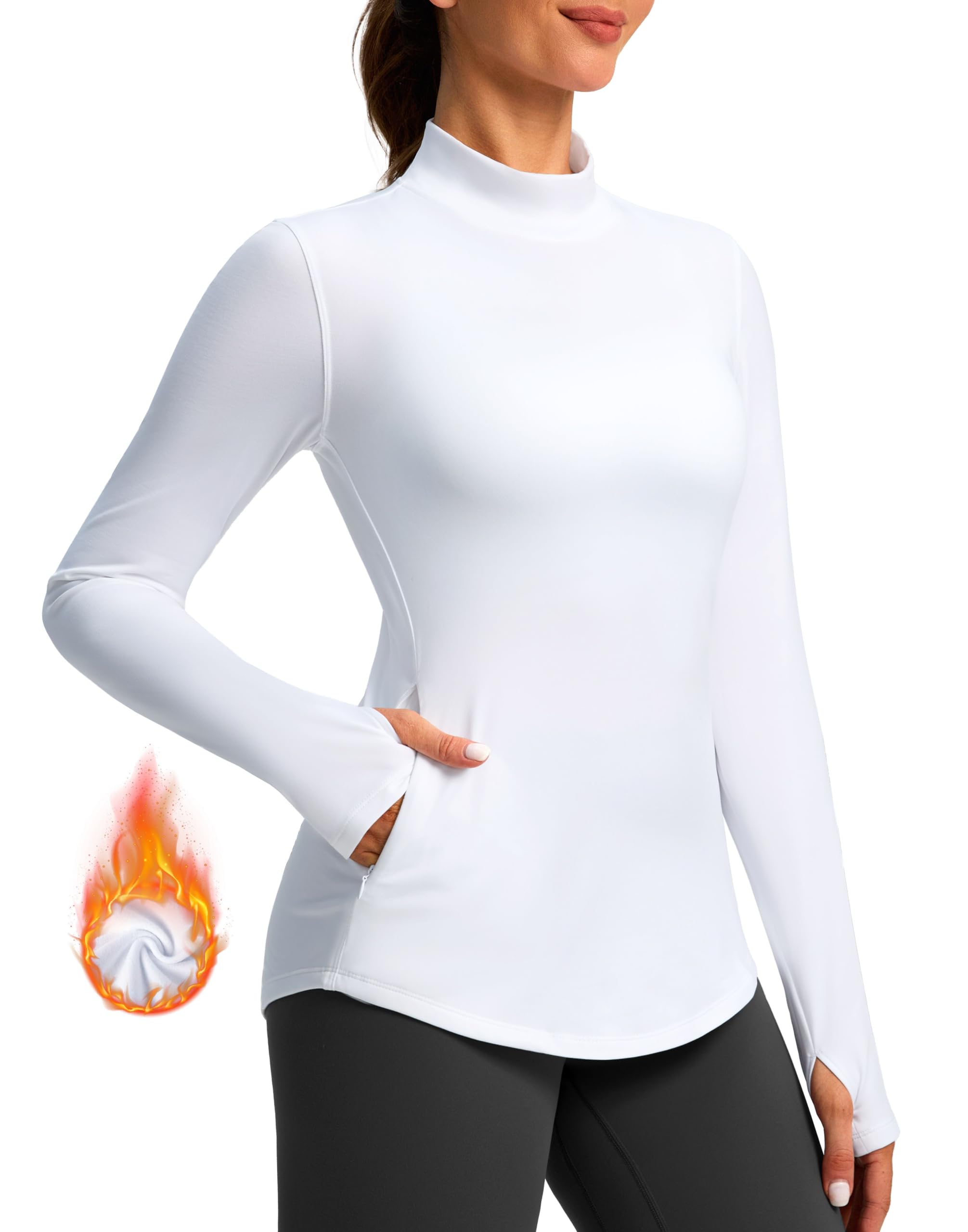g gradual Thermal Shirts for Women Long Sleeve Mock Neck Fleece Tops Running Workout Cold Weather Gear with Zip Pocket-picture-13
