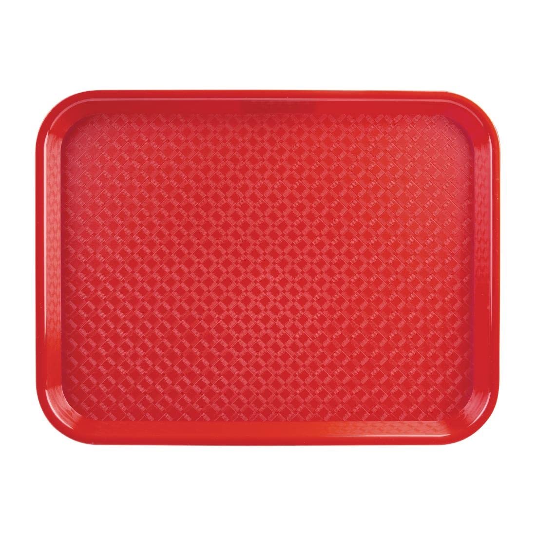 Olympia Kristallon Polypropylene Plastic Fast Food Tray - Medium - 415(W) x 305(D) mm / 16.25 x 12 inch, Red, Dishwasher Safe, Textured Slip-Resistant Surface, Stackable, P504
