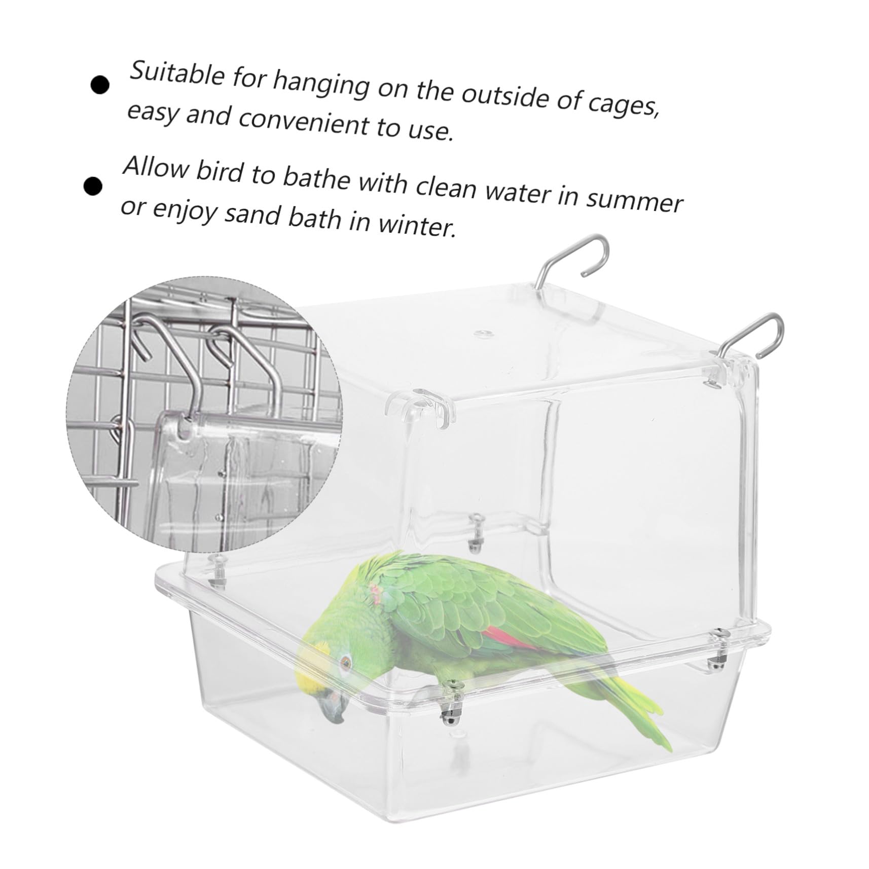 Outanaya Hängendes Vogelbad Badehaus aus Acryl für Wellensittiche und Papageien mit Duschfunktion Geeignet für Vogelkäfig Praktisches Vogeldusche Zubehör