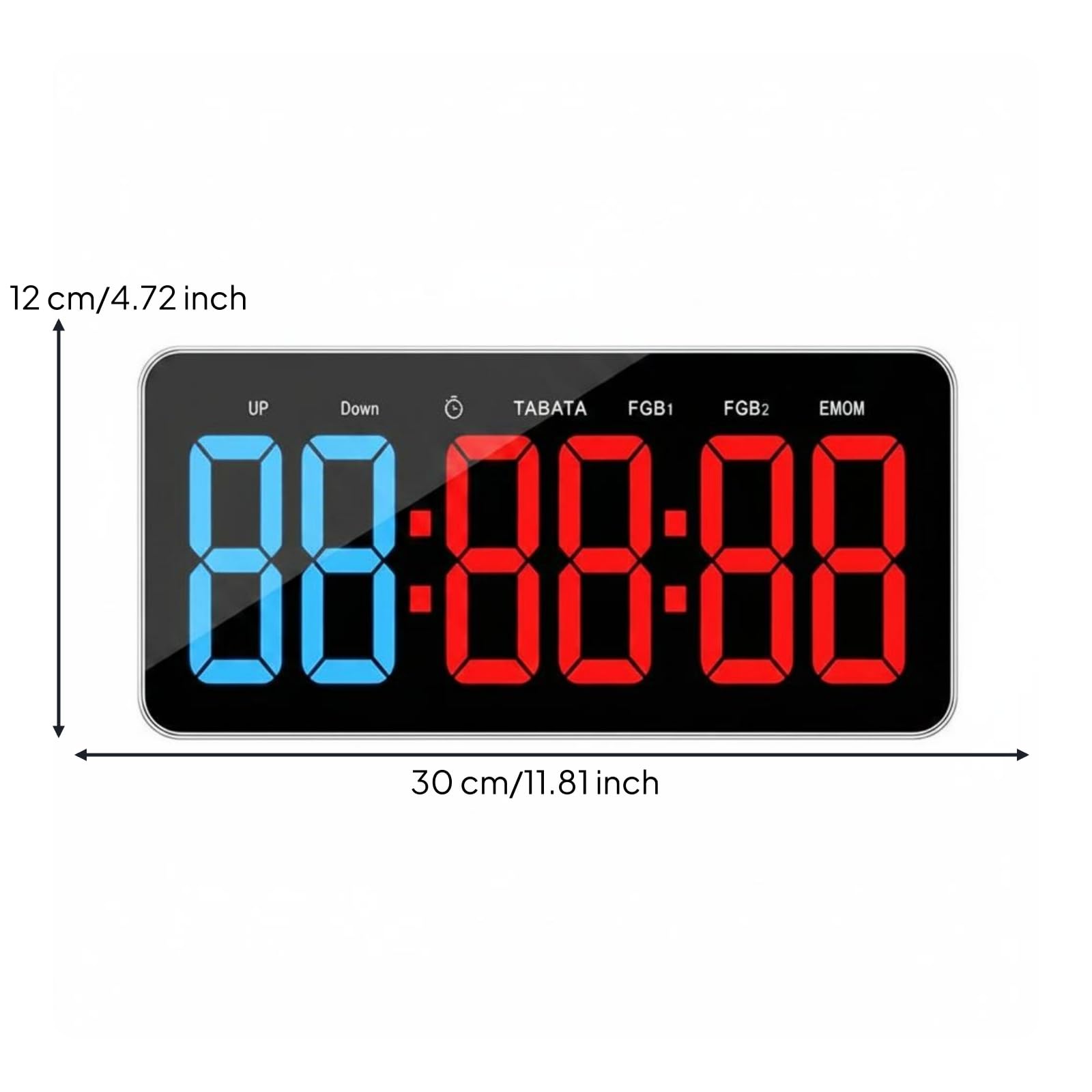 Minuterie LED Numérique Grands Chiffres Horloge Numérique Fitness Multifonction Chronomètre D'exercice pour Entraînement, Bleu, Rouge, 2 Bleu + 4 Rouge