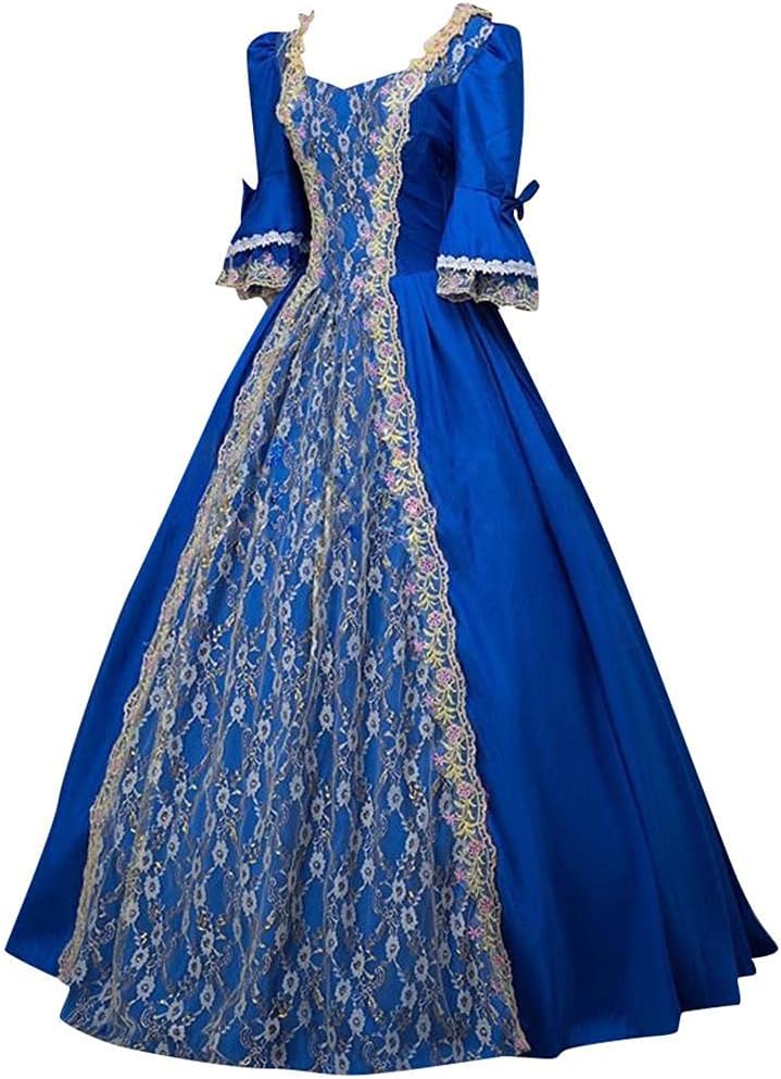 [Dafanet] ドレス ワンピース ゴシック 長袖 中世 ドレス 宮廷衣装 ワンピース レディース クリスマス 復古ヘプバーン風 貴族ドレス お姫様 レース 洋服 シック様式 仮装 舞台 演出服 学園祭 文化祭 オペラ声楽 豪華なドレス コスプレ 撮影衣装