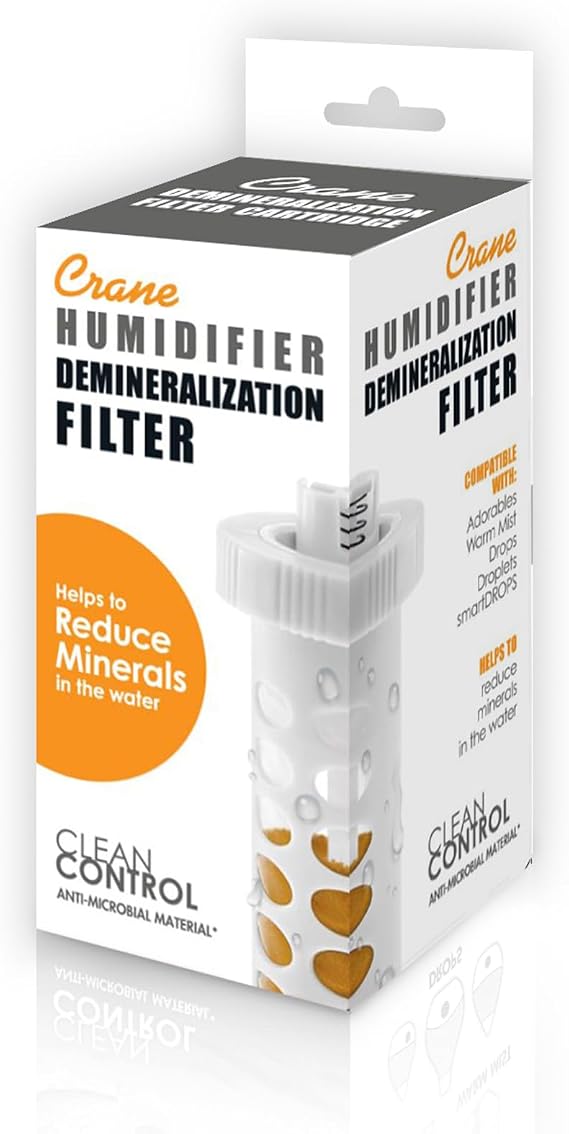 Crane Genuine Replacement Demineralization Filter Cartridge for Teardrop Humidifier Reduces White Dust 1 Count (Pack of 1) Universal Humidifier Filter
