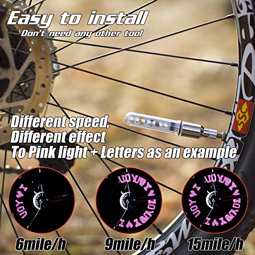 DAWAY A08 Bike Tire Valve Stem Lights - Cool Led Bicycle Wheel Light, 2 Pack, Waterproof, Glow in The Dark Safe Bycicle Accessories for Men Women Youth, Super Bright, Blue Graphics - Thumbnail 4