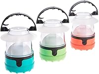 Dorcy 4-LED Mini Lantern 3-Pack with Hanging Hooks & Batteries - 70Hr Runtime, 360° Light, Assorted Colors (41-3019)