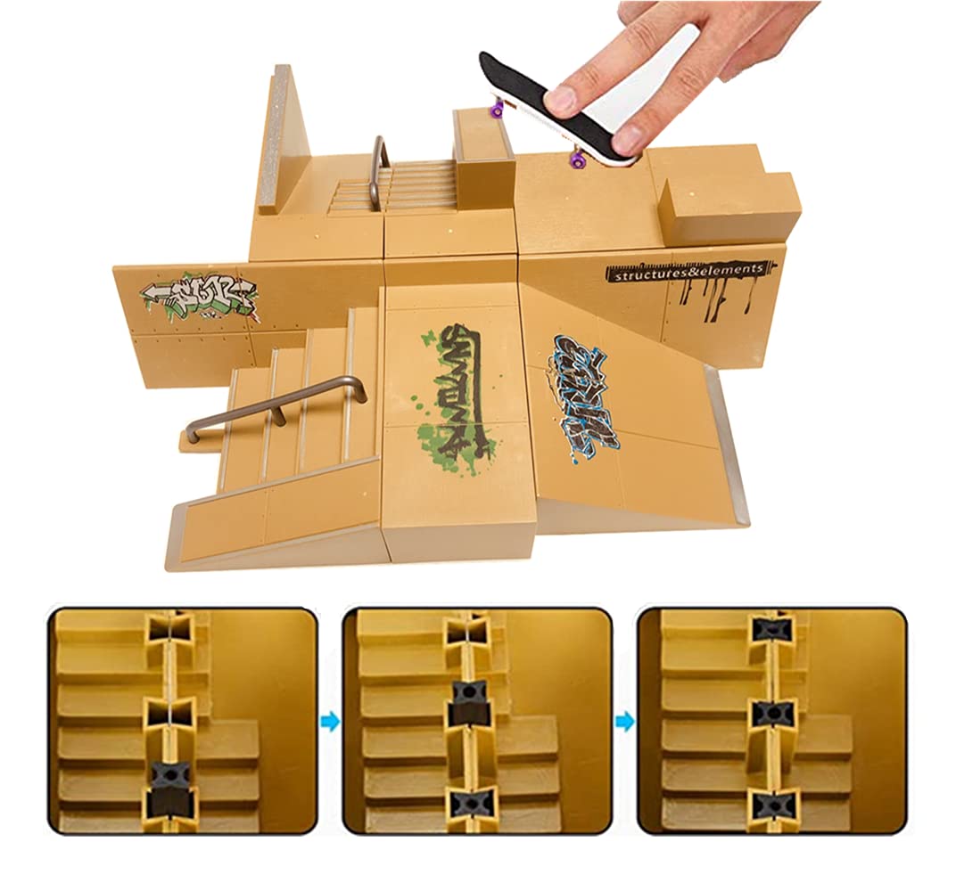 Kit Skatepark Miniature – Fingerboard Avec 3 Planches, 2 Vélos, Scooter Et Patins – Entraînement Dextérité