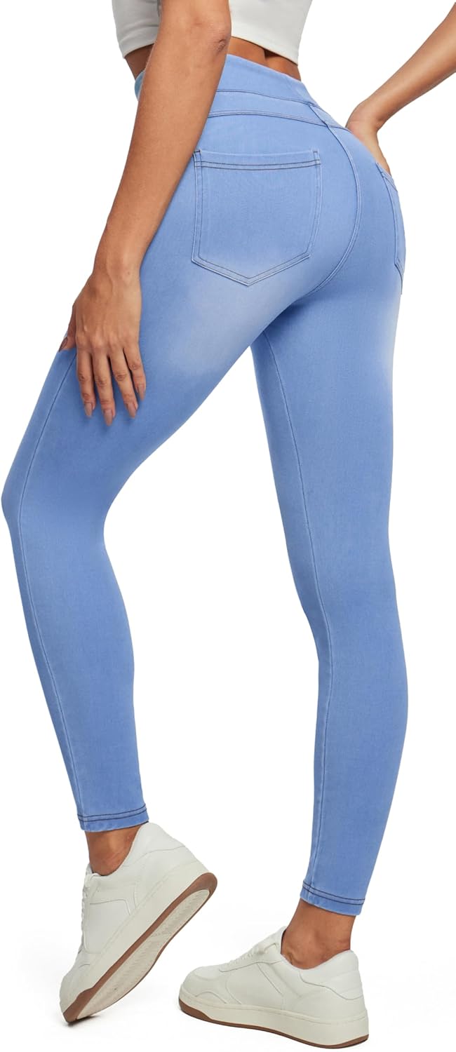 IUGA Stretchy Jeans for Women High Waist Jeggings Tummy Control Skinny Jeans Pull on Leggings with Pockets Trendy Casual