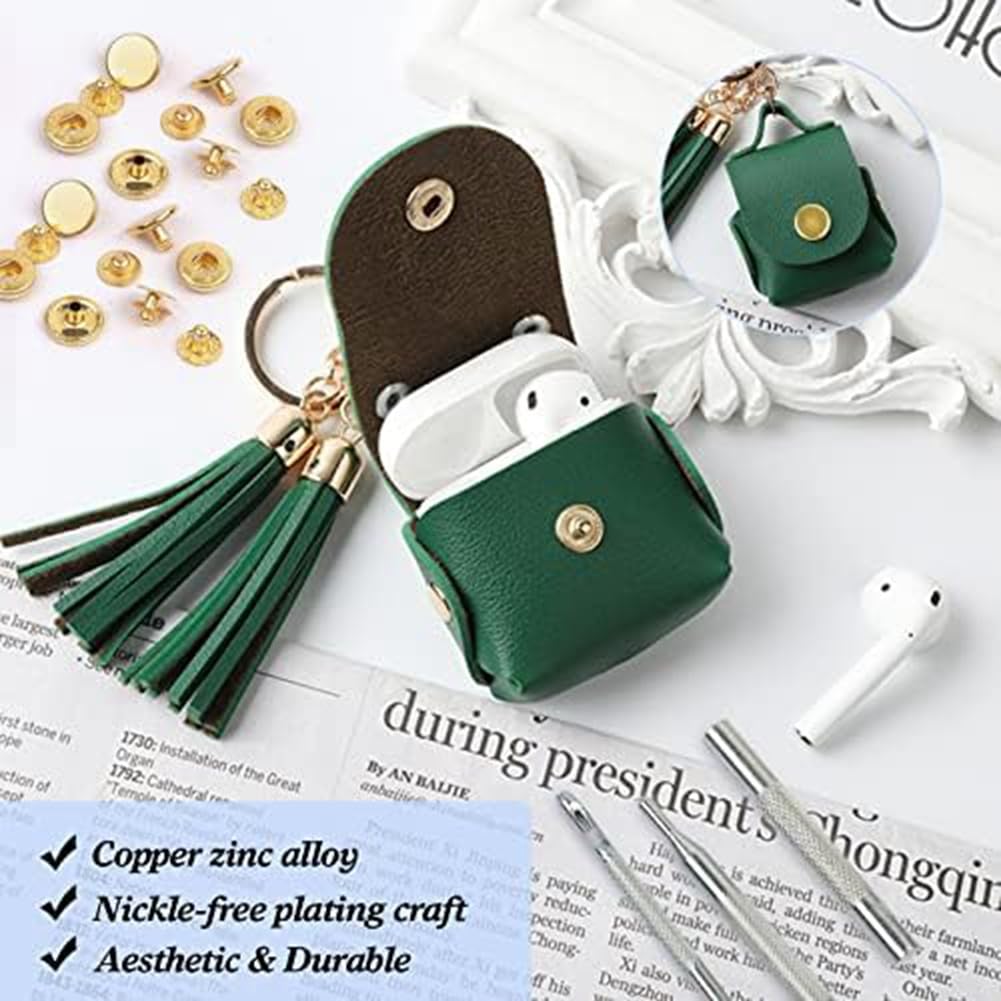 Dedjgoo Leather Snap Fasteners Kit, 120 Set Metal Snap Buttons Press Studs with 6 Setting Tools, for Clothes Bracelets Jackets - Image 4