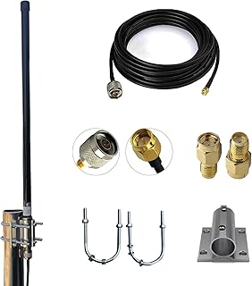 ADS-B Antenna Flightaware 1090MHz 978MHz Antenna N-Type Female Omnidirectional Fiberglass Indoor/Outdoor High Gain 6DBi ADS-B Equipped Aircraft Antenna 32ft N-Male to SMA-Male Extension Coaxial Cable