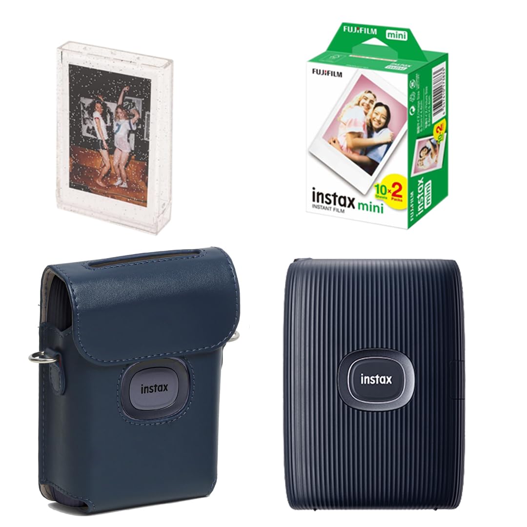 Mini Link 2 Smartphone Printer + 20 Shot Films + 1x Printer Protective PU Leather Case + 1x Photo Storage Box (Mini Link 2, Blue)