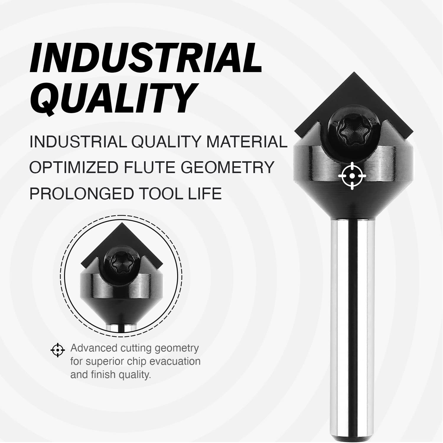 ZahyoX 45 Degree V-Groove CNC Bit, Replaceable Insert Carbide Router Bit, 11/16" Cutting Dia, 1/4" Shank, 21/64" Cutting Length, 2" Overall Length, CNC Router Bits, CNC End Mill