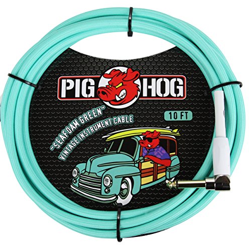 Pig Hog PCH20SGR Right-Angle 1/4" to 1/4" Seafoam Green Guitar Instrument Cable, 20 Feet image 4