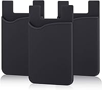 Pofesun 3-Pack Silicone Adhesive Phone Card Holder - Stick-On Wallet for iPhone 16/15/14, Samsung Galaxy, Tablets - Holds 3 Cards Securely