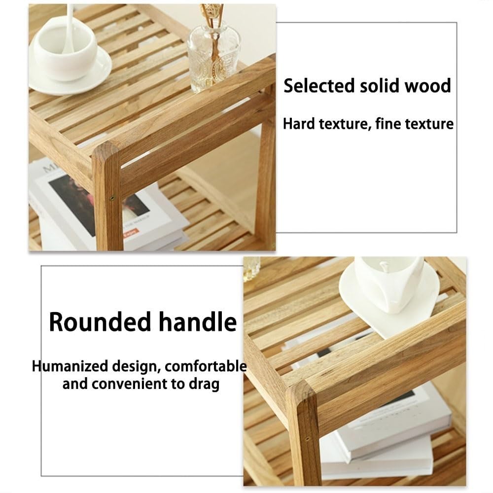 Sto Solut for Boo e altro ancora - Versatile carrello in legno a 3 livelli con ruote - Mensola salvaspazio per cucina, bagno e soggiorno